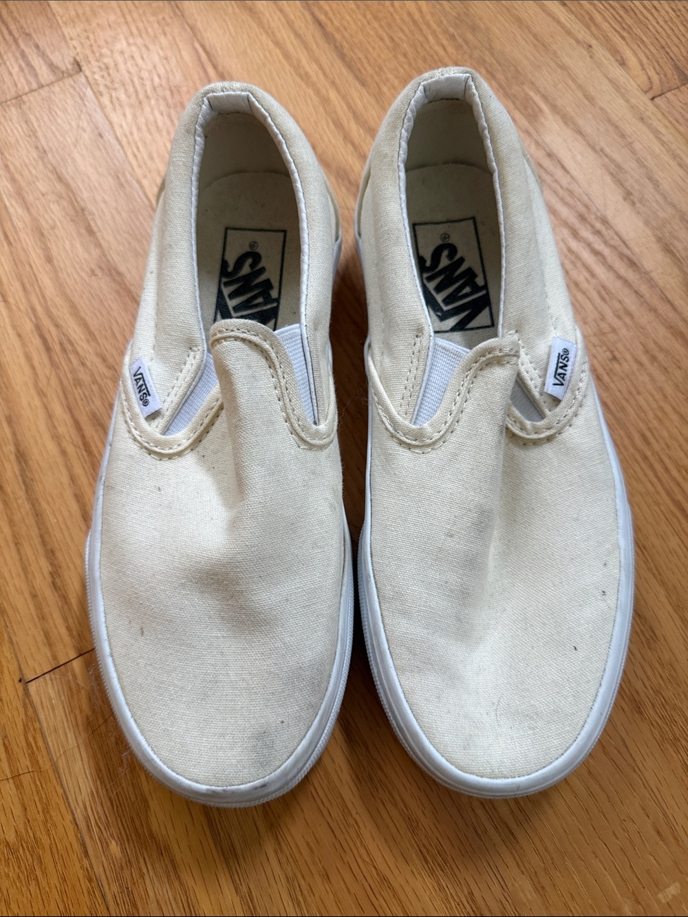 Vans Kids Slip-On Canvas Sneakers in Off-White